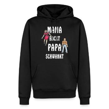 MAMA ROCKT PAPA SCHWANKT - Männer Premium Bio Hoodie - Schwarz - Vorne - Nico (187cm)