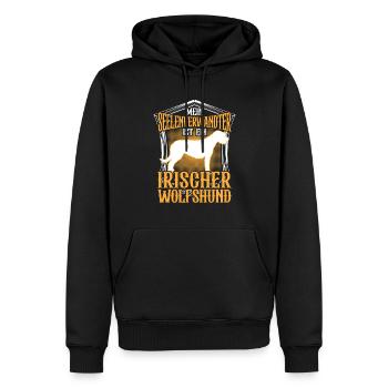 Irischer Wolfshund ist mein Seelenverwandter - Männer Premium Bio Hoodie - Schwarz - Vorne - Nico (187cm)