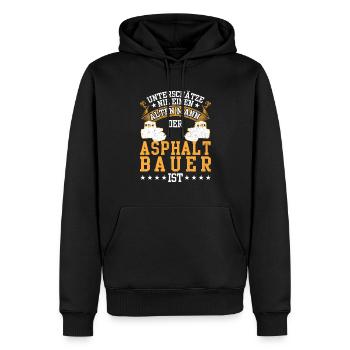 Asphaltbauer war mal jung Straßenbauer - Männer Premium Bio Hoodie - Schwarz - Vorne - Nico (187cm)