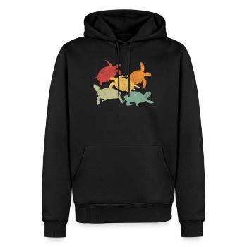 Sea Turtle Tortoise Retro Vintage - Sweat à capuche Premium bio Homme - noir - Devant - Nico (187cm)
