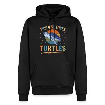 Sea Turtle Tortoise Retro Vintage - Sweat à capuche Premium bio Homme - noir - Devant - Nico (187cm)