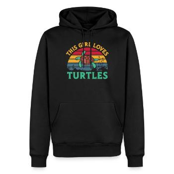 Sea Turtle Tortoise Retro Vintage - Sweat à capuche Premium bio Homme - noir - Devant - Nico (187cm)