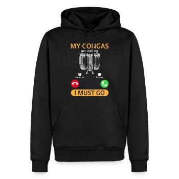 Funny Conga Player - My Congas Are Calling I Must - Männer Premium Bio Hoodie - Schwarz - Vorne - Nico (187cm)