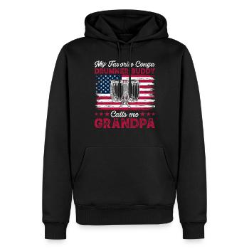 Conga Batteur Grand-père Conga Drums Joueur de conga - Sweat à capuche Premium bio Homme - noir - Devant - Nico (187cm)