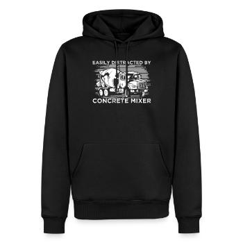 Distrait par une bétonnière - Sweat à capuche Premium bio Homme - noir - Devant - Nico (187cm)