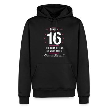 Endlich 16 Geburtstag Ich Kann Alles Ich Weiß - Männer Premium Bio Hoodie - Schwarz - Vorne - Nico (187cm)