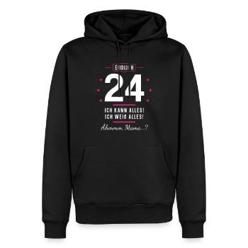 Endlich 24 Geburtstag Ich Kann Alles Ich Weiß - Männer Premium Bio Hoodie - Schwarz - Vorne - Nico (187cm)