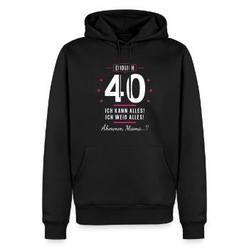 Endlich 40 Geburtstag Ich Kann Alles Ich Weiß - Männer Premium Bio Hoodie - Schwarz - Vorne - Nico (187cm)
