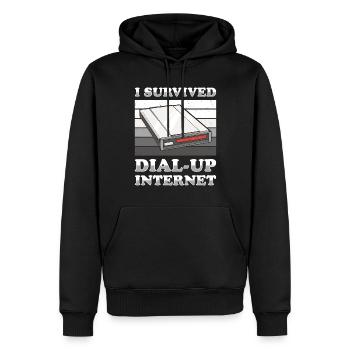 90er Jahre Nostalgie Retro 90er Jahre Dial Up - Männer Premium Bio Hoodie - Schwarz - Vorne - Nico (187cm)