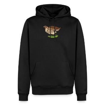 Perdrix I Poulet Oiseaux Petit Gibier Motif pour les chasseurs - Sweat à capuche Premium bio Homme - noir - Devant - Nico (187cm)