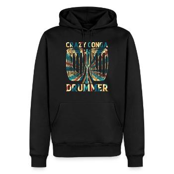 Crazy Conga Drummer - Conga Drums Conga Musician - Men’s Premium Organic Hoodie - black - Front - Nico (187cm)
