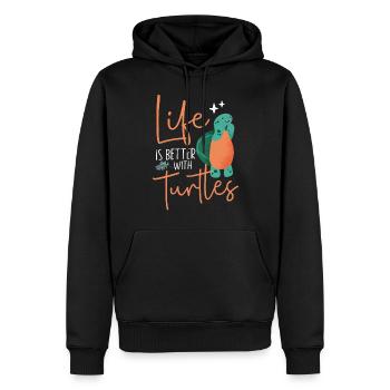 Sea Turtle Tortoise Life Is Better - Männer Premium Bio Hoodie - Schwarz - Vorne - Nico (187cm)