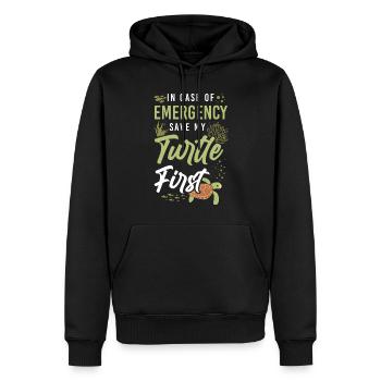 Tortue de mer en cas de - Sweat à capuche Premium bio Homme - noir - Devant - Nico (187cm)