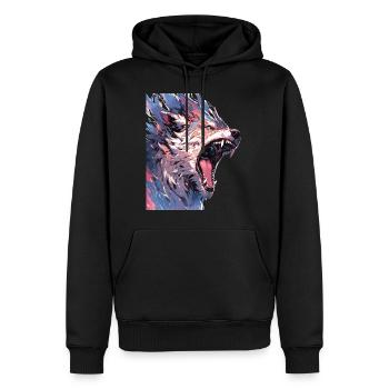 Wolf Wolfskopf Wölfe Waldbewohner Tiere - Männer Premium Bio Hoodie - Schwarz - Vorne - Nico (187cm)