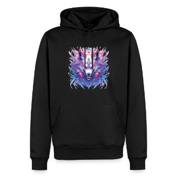 Wolf Wolfskopf Wölfe Waldbewohner Tiere - Männer Premium Bio Hoodie - Schwarz - Vorne - Nico (187cm)