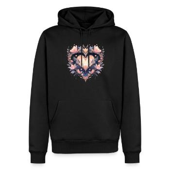 Fleur de lotus - Sweat à capuche Premium bio Homme - noir - Devant - Nico (187cm)
