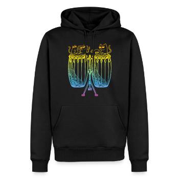 Conga avec chats Joueur de conga et amoureux des chats Conga D - Sweat à capuche Premium bio Homme - noir - Devant - Nico (187cm)