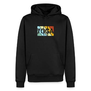 Yoga Retro - Männer Premium Bio Hoodie - Schwarz - Vorne - Nico (187cm)