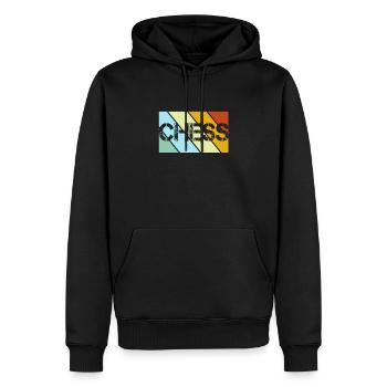 Échecs Rétro - Sweat à capuche Premium bio Homme - noir - Devant - Nico (187cm)