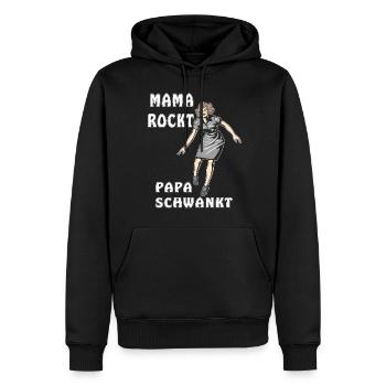 MAMA ROCKT PAPA SCHWANKT - Männer Premium Bio Hoodie - Schwarz - Vorne - Nico (187cm)