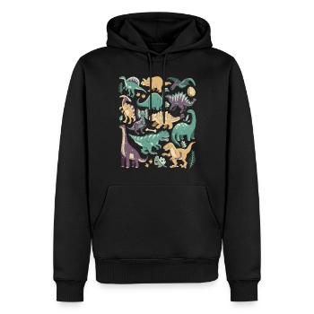 Dinosaurier Doodles Dino T-Rex Velociraptor Urzeit - Männer Premium Bio Hoodie - Schwarz - Vorne - Nico (187cm)