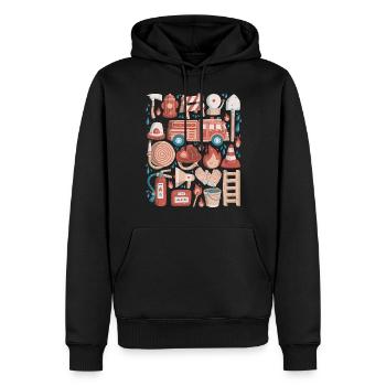 Fire Brigade Doodles Fire Truck Firefighter - Men’s Premium Organic Hoodie - black - Front - Nico (187cm)