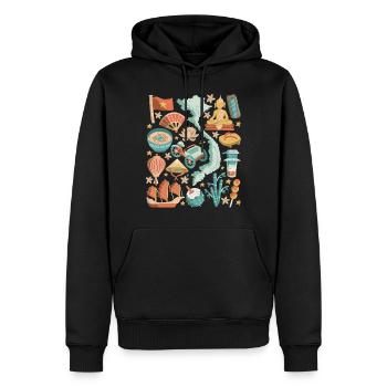 Vietnam Doodles Asien Hanoi Saigon Pho Banh Mi - Männer Premium Bio Hoodie - Schwarz - Vorne - Nico (187cm)