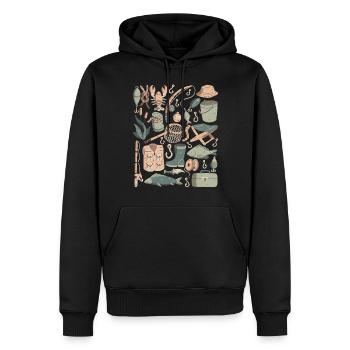 Pêche Doodles Poisson Pêcheurs Appâts Pêche Crochet - Sweat à capuche Premium bio Homme - noir - Devant - Nico (187cm)