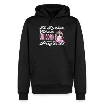 Ich Würde Lieber Einhörner Jagen Als - Männer Premium Bio Hoodie - Schwarz - Vorne - Nico (187cm)