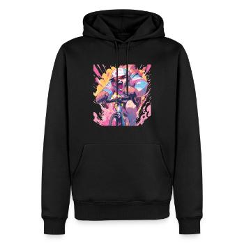 Panda Fahrrad Rennrad Pandabär - Männer Premium Bio Hoodie - Schwarz - Vorne - Nico (187cm)
