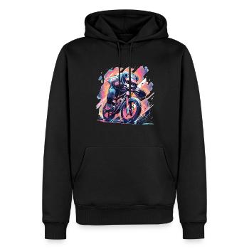 Panda Fahrrad Rennrad Pandabär - Männer Premium Bio Hoodie - Schwarz - Vorne - Nico (187cm)
