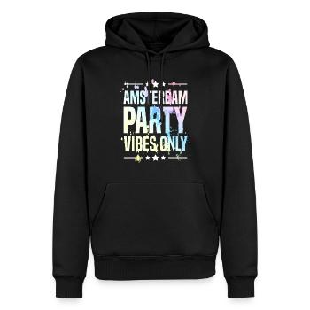 Ambiance de fête à Amsterdam - Sweat à capuche Premium bio Homme - noir - Devant - Nico (187cm)