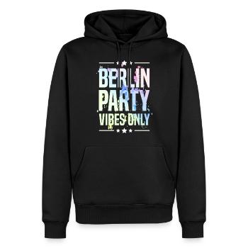 Berlin Party Vibes - Männer Premium Bio Hoodie - Schwarz - Vorne - Nico (187cm)