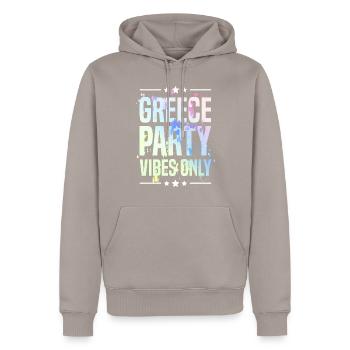 Ambiance de fête en Grèce - Sweat à capuche Premium bio Homme - taupe - Devant - Nico (187cm)