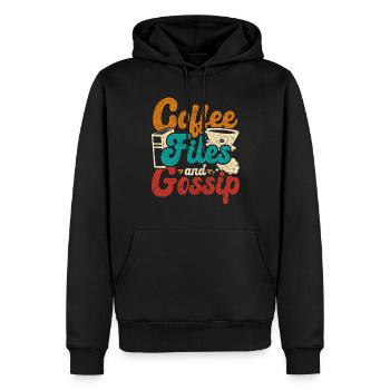 HR Manager Personalmanager Coffee Files And Gossip - Männer Premium Bio Hoodie - Schwarz - Vorne - Nico (187cm)