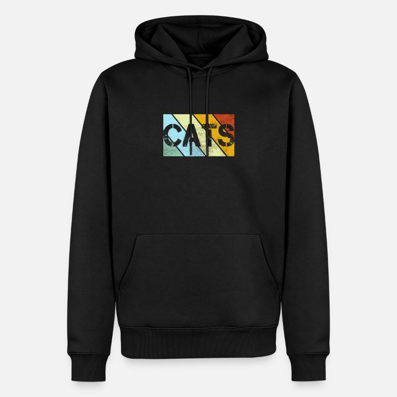 Chat Rétro - Sweat à capuche Premium bio Homme - noir