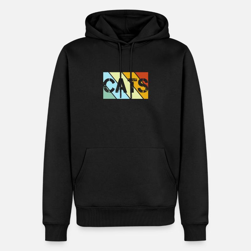 Chat Rétro - Sweat à capuche Premium bio Homme - noir
