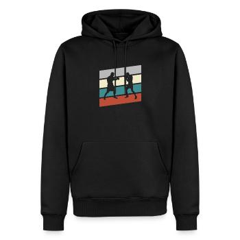Boxen Retro - Männer Premium Bio Hoodie - Schwarz - Vorne - Nico (187cm)
