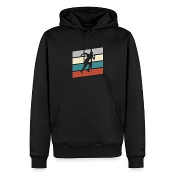 Jogging Rétro - Sweat à capuche Premium bio Homme - noir - Devant - Nico (187cm)