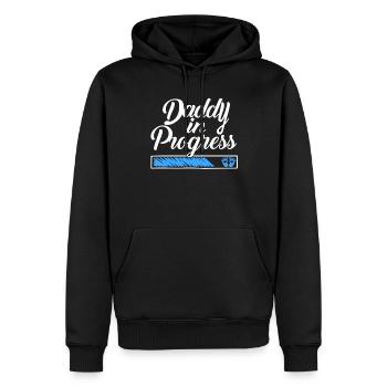 Grossesse 2023 - Papa Travail en cours - - Sweat à capuche Premium bio Homme - noir - Devant - Nico (187cm)