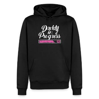 Grossesse 2023 - Papa Travail en cours - - Sweat à capuche Premium bio Homme - noir - Devant - Nico (187cm)