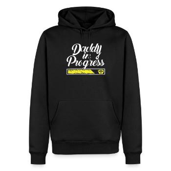 Grossesse 2023 - Papa Travail en cours - - Sweat à capuche Premium bio Homme - noir - Devant - Nico (187cm)
