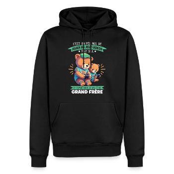 Futur Grand Frère Gamer Annonce Grossesse Drôle - Sweat à capuche Premium bio Homme - noir - Devant - Nico (187cm)