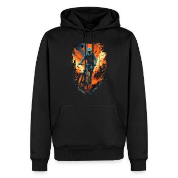 Downhill Biker Mountainbike - Männer Premium Bio Hoodie - Schwarz - Vorne - Nico (187cm)