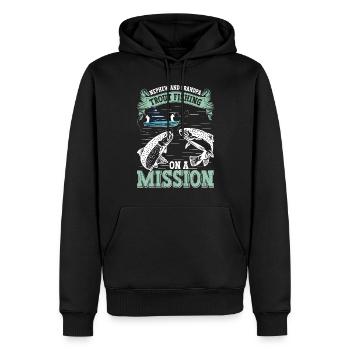 Funny Fishing Men Women - Männer Premium Bio Hoodie - Schwarz - Vorne - Nico (187cm)