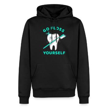 Allez passer la soie dentaire vous-même - Sweat à capuche Premium bio Homme - noir - Devant - Nico (187cm)