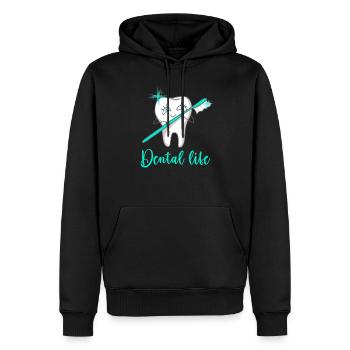 Dental Life - Männer Premium Bio Hoodie - Schwarz - Vorne - Nico (187cm)