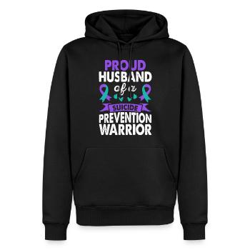 Husband of Suicide Prevention Warrior Awareness - Men’s Premium Organic Hoodie - black - Front - Nico (187cm)