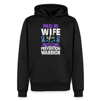 Conscience de l'épouse du guerrier de la prévention du suicide - Sweat à capuche Premium bio Homme - noir - Devant - Nico (187cm)
