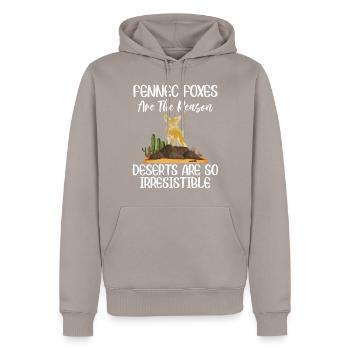 Les renards Fennec dans le désert sont irrésistibles - Sweat à capuche Premium bio Homme - taupe - Devant - Nico (187cm)